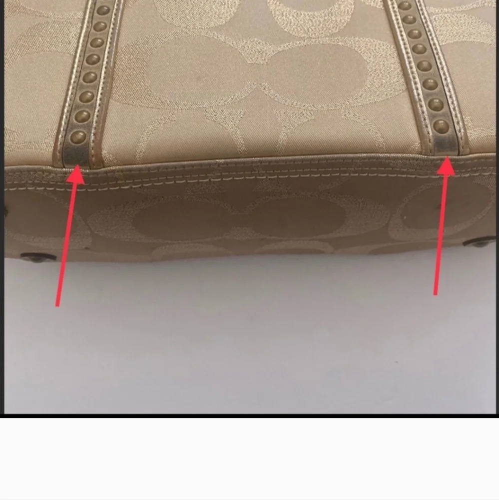 Coach Gold Signature Gallery Tote Bag With Studs